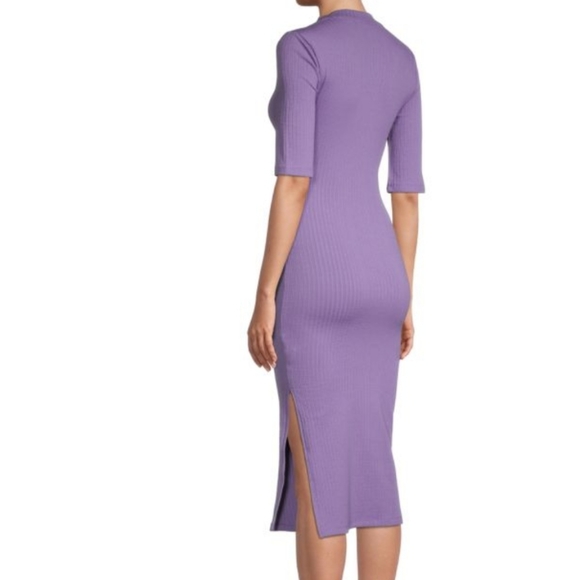 BETSEY JOHNSON Rib-Knit Lace-Up Bodycon Dress in Violet - Picture 5 of 13